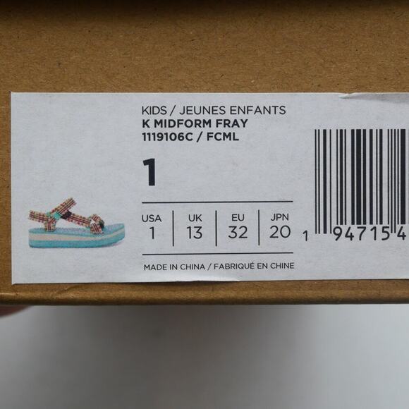 NEW Teva Girl's  Kids 1  Midform Fray Sandals  Frazier Cascade Green Blue - Picture 8 of 8